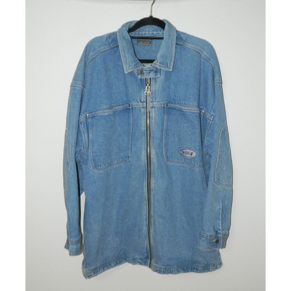 Macgear Jacket Men's Size XXL Denim Blue‎ Jeans Y2K Streetwear Elbow Patch